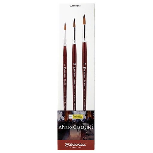 ESCODA SIGNATURE COLLECTION ALVARO CASTAGNET SETS OF 3 PRADO BRUSHES TAME SYNTHETIC FIBRE SERIES 8601