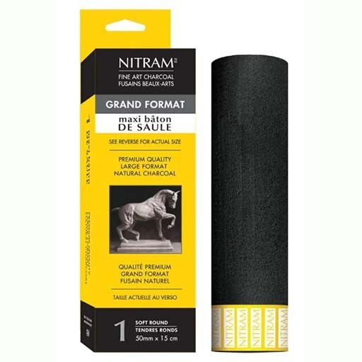 NITRAM MAXI BATON DE SAULE ROUND EXTRA SOFT CHARCOAL STICK LARGE SIZE