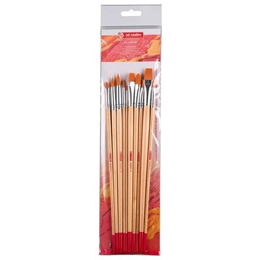 ART CREATION SET OF 10 GOLDEN TORAY FIBRE BRUSHES LONG HANDLE