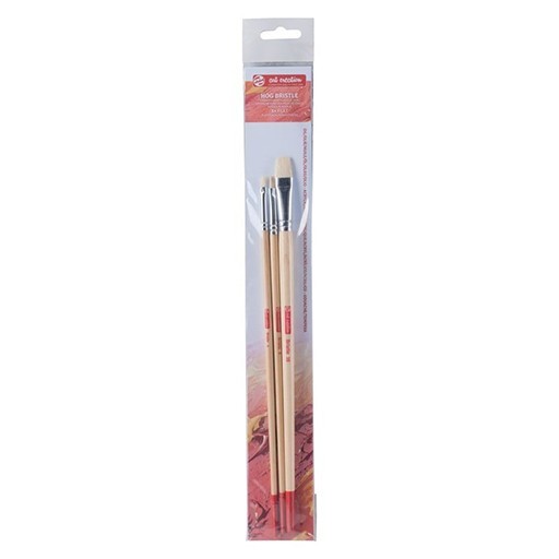 ART CREATION SET OF 3 WHITE BRISTLE BRUSHES LONG HANDLE