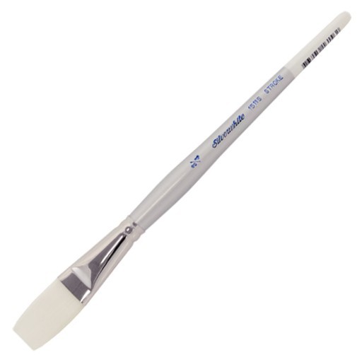 SILVER BRUSH SILVERWHITE FLAT STROKE BRUSH LONG TIP SHORT HANDLE SERIES 1511S