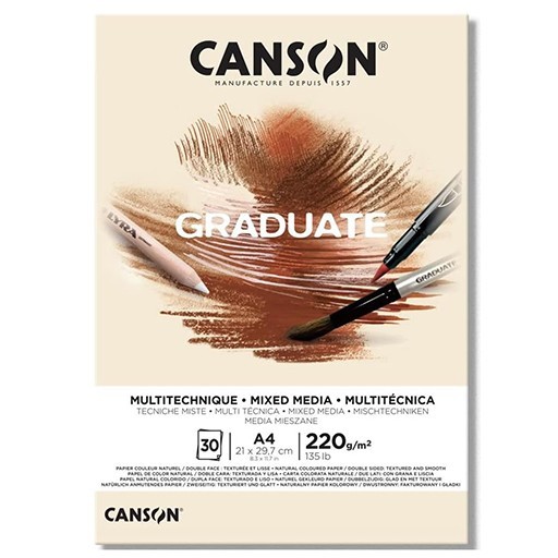 CANSON GRADUATE BLOC MIX MEDIA OCRE - GRIS 220 G