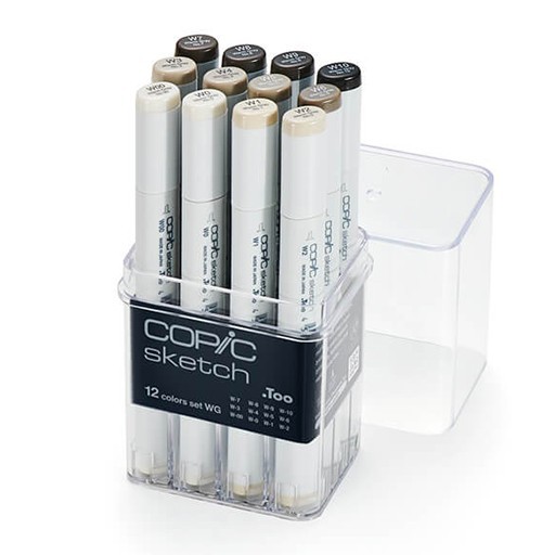 COPIC SKETCH MARKER SET 12 STK WARM GRAYS - WARME GRAUTÖNE