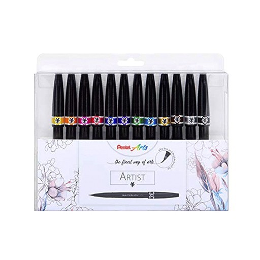 PENTEL SIGN BRUSH PEN ARTIST -  SET 12 ROTULADORES CON PUNTA DE PINCEL EXTRAFINA