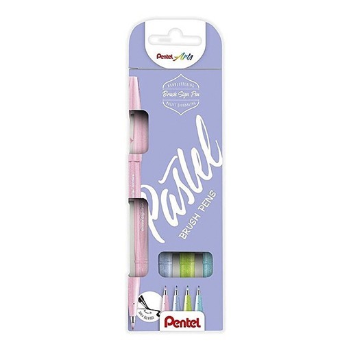 PENTEL TOUCH PASTEL SET OF 4 BRUSH SIGN PENS