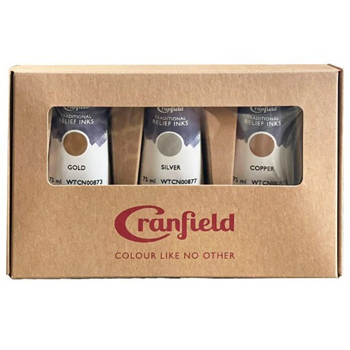 CRANFIELD SET TRADICIONAL RELIEF INK COLORES METÁLICOS 3X75 ML - METALLIC TUBE SET