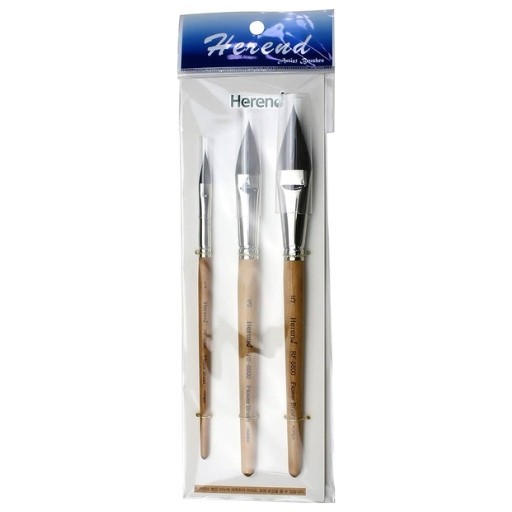 HEREND SET 3 PINCELES FLOWER BRUSH PETIT GRIS RF-8800 MANGO CORTO