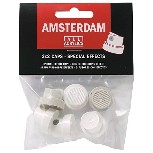 AMSTERDAM SET OF 6 SPECIAL EFFECTS SPRAY CAPS - ACRYLIC SPRAY SPARE PARTS