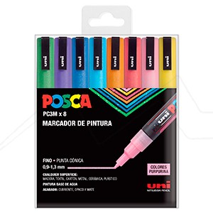 POSCA PC3M 8 Colour SPARKLING Set