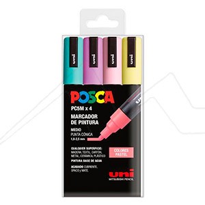 Posca Markers - PC-8K - 4 pcs. - Balck/White/Metallic
