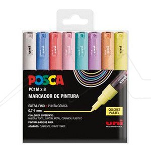 Uni Posca Markers PC-1M Extra Fine 8pc Set of Pastel Colours