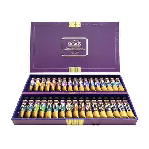 MIJELLO MISSION GOLD CLASS GRANULATED WATERCOLOUR BOX 34 TUBES