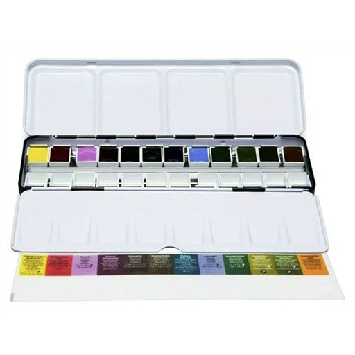 DANIEL SMITH WATERCOLOUR METAL TIN SET OF 12 HAND POURED HALF PANS - COLOURS OF INSPIRATION SELECTION