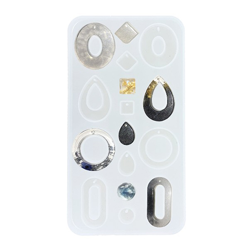 CLEOPATRE SILICONE MOULD FOR RESIN MULTI SHAPES 16 EARRINGS