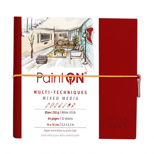 CLAIREFONTAINE PAINT ON ROTES SKIZZENBUCH FADENBINDUNG EXTRA WEISSES MULTITECHNIK PAPIER 250 G