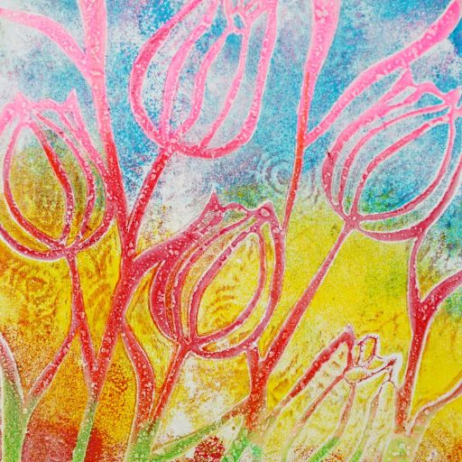 Gelli Arts® Printing with Stencils and Pastel!