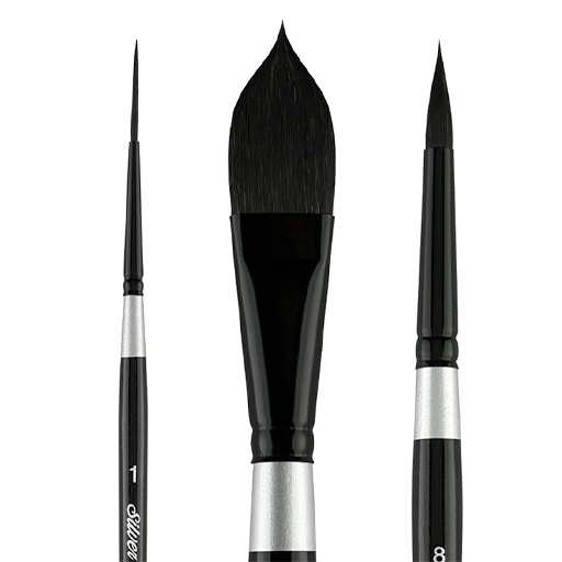 SILVER BRUSH BLACK VELVET SET OF 3 BRUSHES SERIES WC3000S