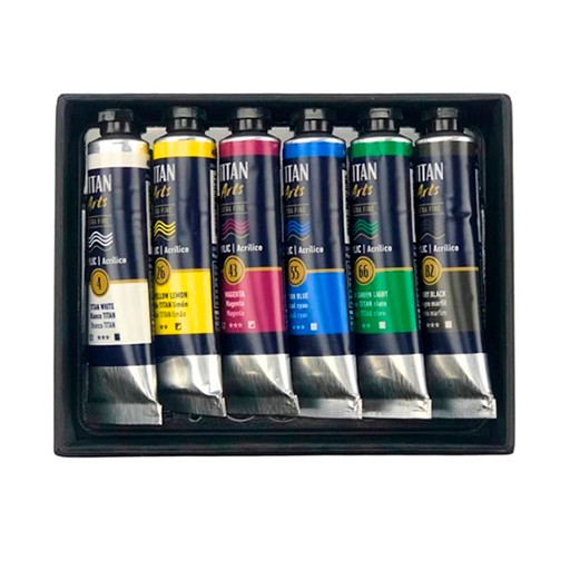 TITAN ARTS SET ACRÍLICO EXTRA FINE PRIMARY 6 X 20 ML