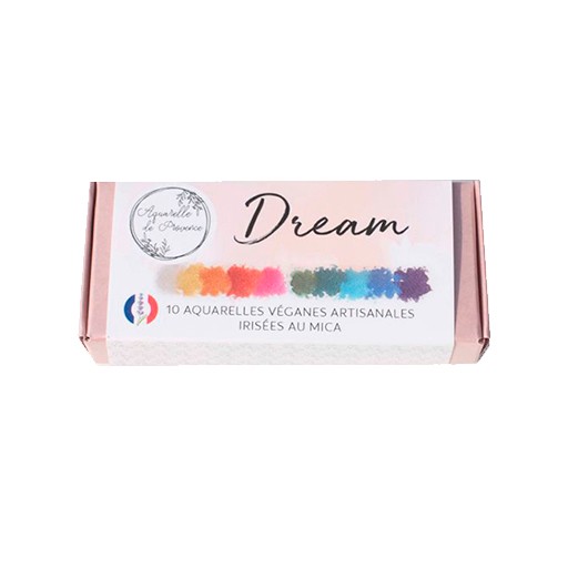 AQUARELLE DE PROVENCE CAJA DREAM ACUARELA EXTRAFINA ARTESANAL VEGANA 10 MEDIOS GODETS